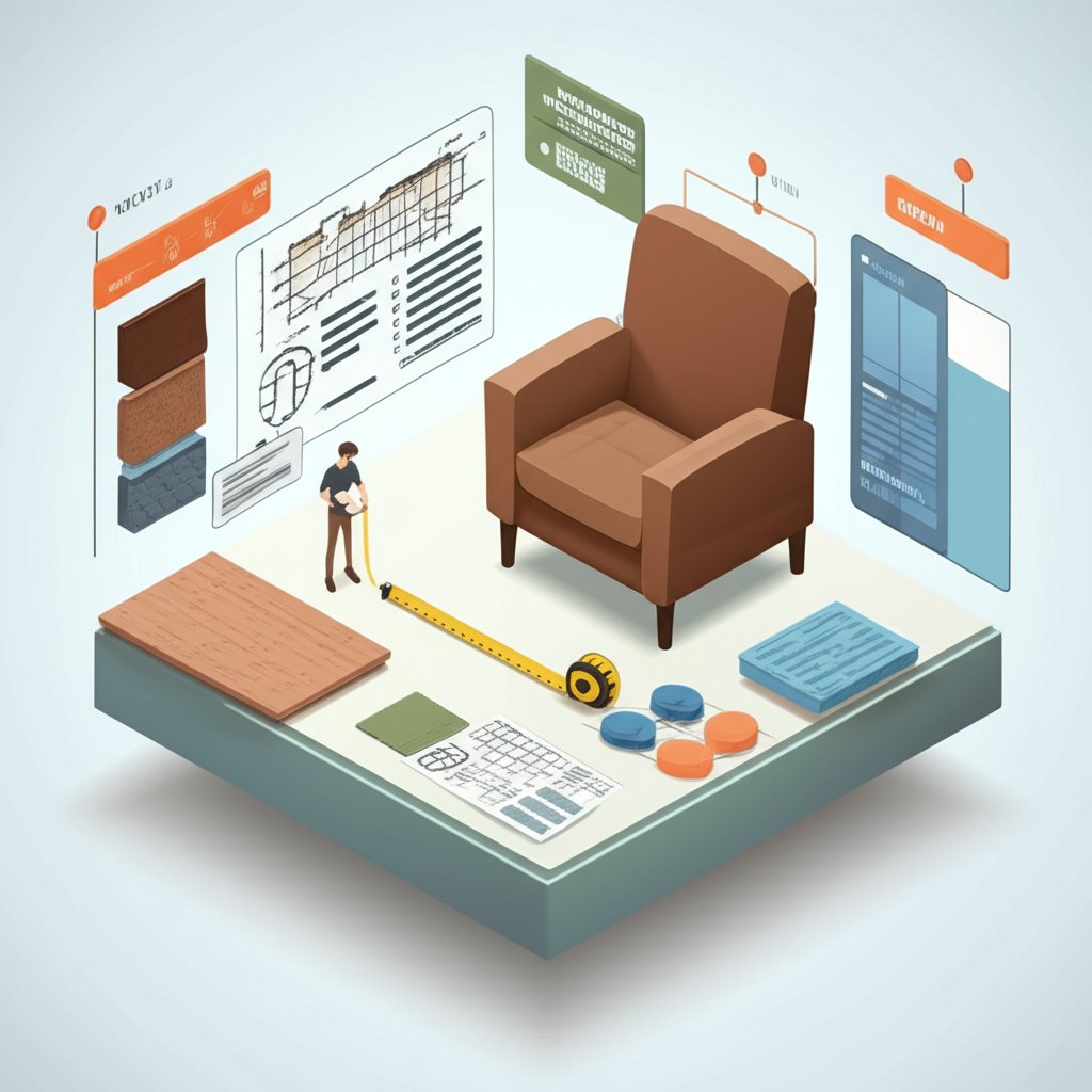 Infographic showcasing interesting facts about furniture, including historical origins and common materials.