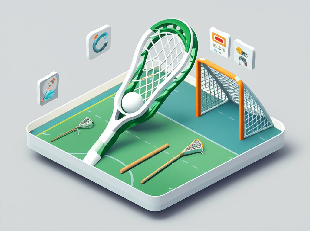 Lacrosse facts displayed on a whiteboard with sticks and a ball.