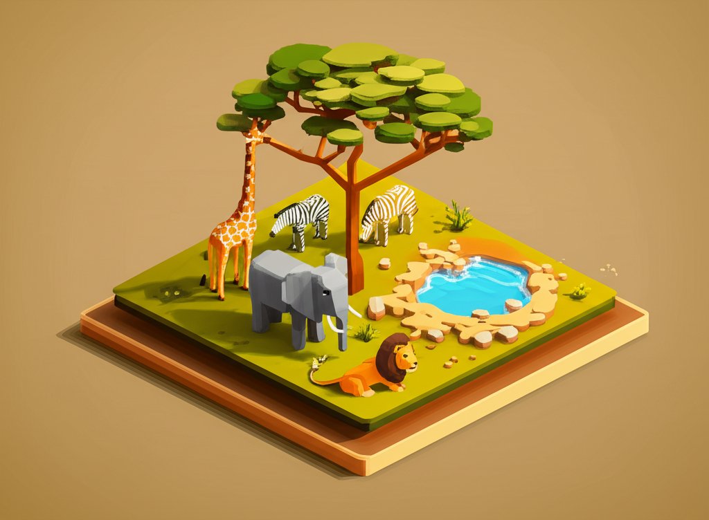 Savanna facts: Giraffe, zebra, and other animals roam under a vast African sky.