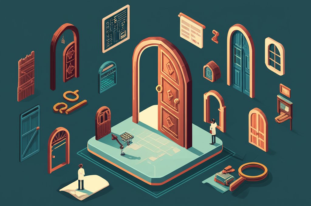 Informative graphic showcasing surprising and interesting facts about doors and their history.