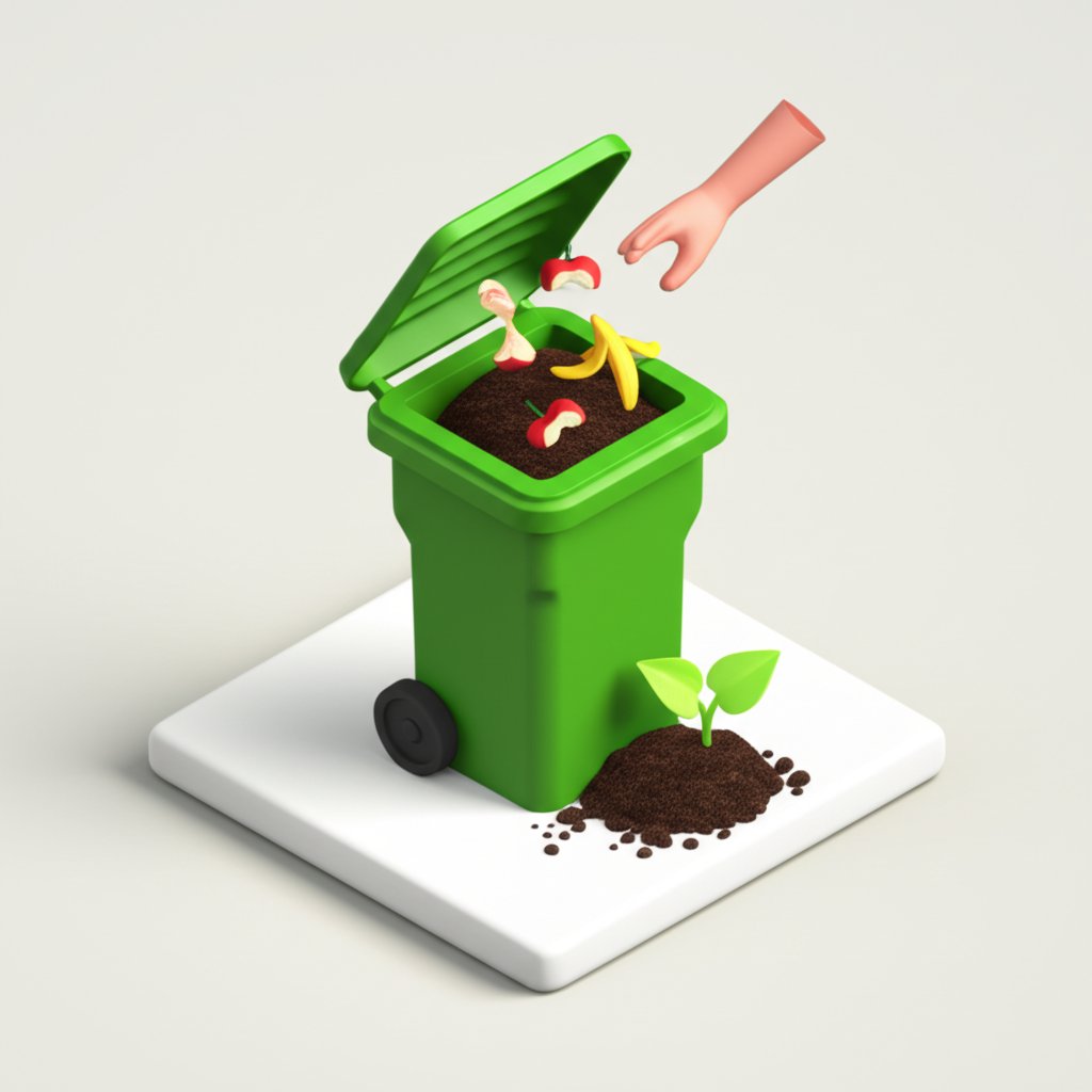 Close-up of food scraps in a compost bin, promoting sustainable waste reduction.