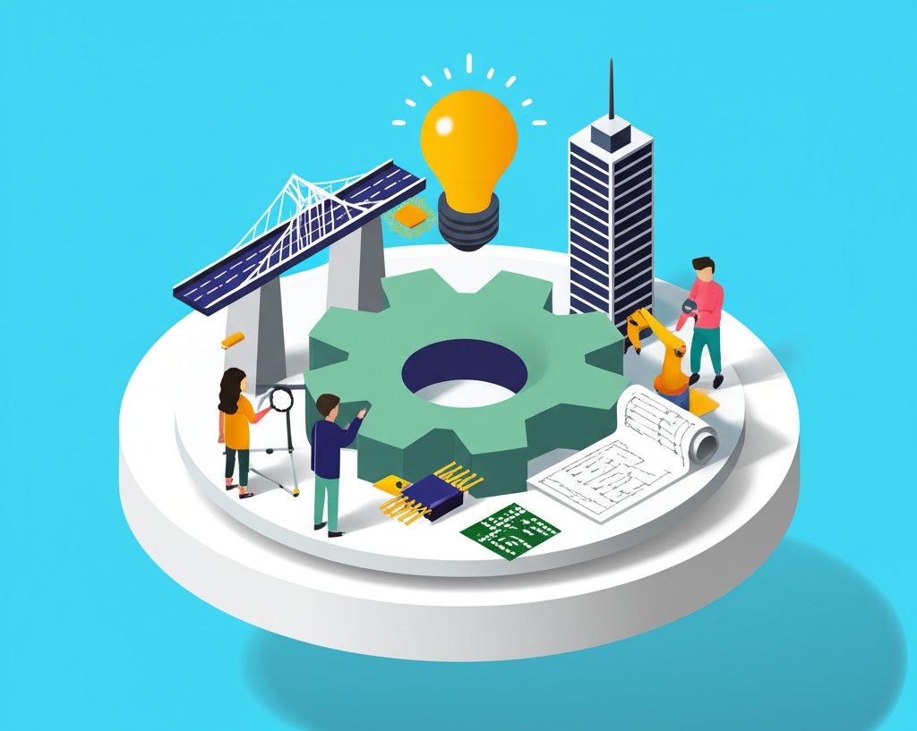 Fun facts about engineering: A lightbulb with gears inside symbolizes innovation and knowledge.