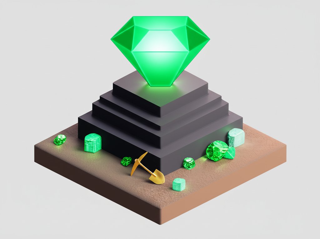 Close-up of vibrant green gemstones sparkling, showcasing their natural beauty and unique cuts.