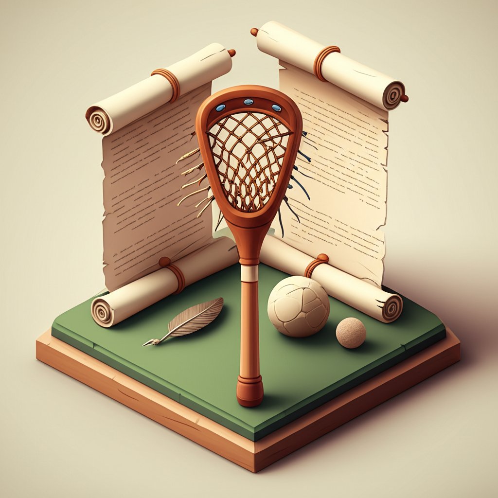 Vintage lacrosse image; players in dated uniforms, capturing a historical sporting anecdote.