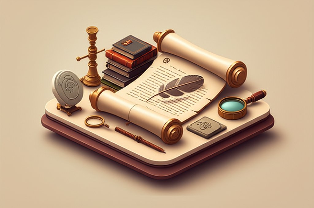 Open vintage book on a wooden table with antique quill and inkwell nearby.