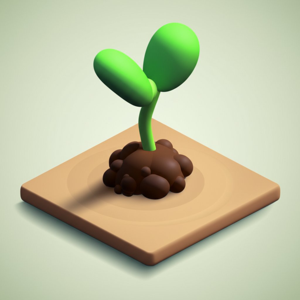 A single seedling sprouts from the cracked earth, symbolizing humble beginnings and potential growth.