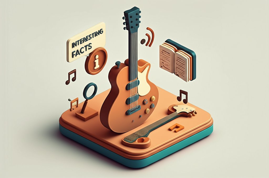 Infographic showcasing interesting facts about guitars, with fun fonts and illustrations.
