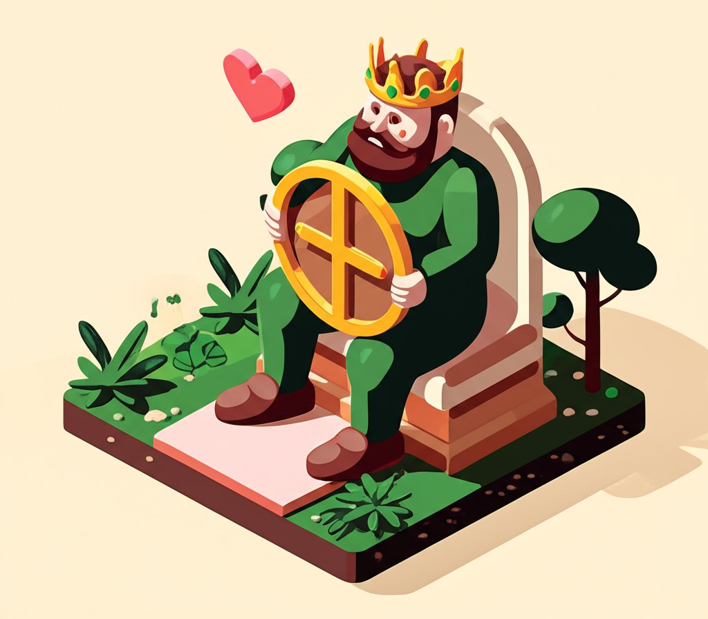 A regal king of Pentacles card embodies stability and abundance in matters of the heart.