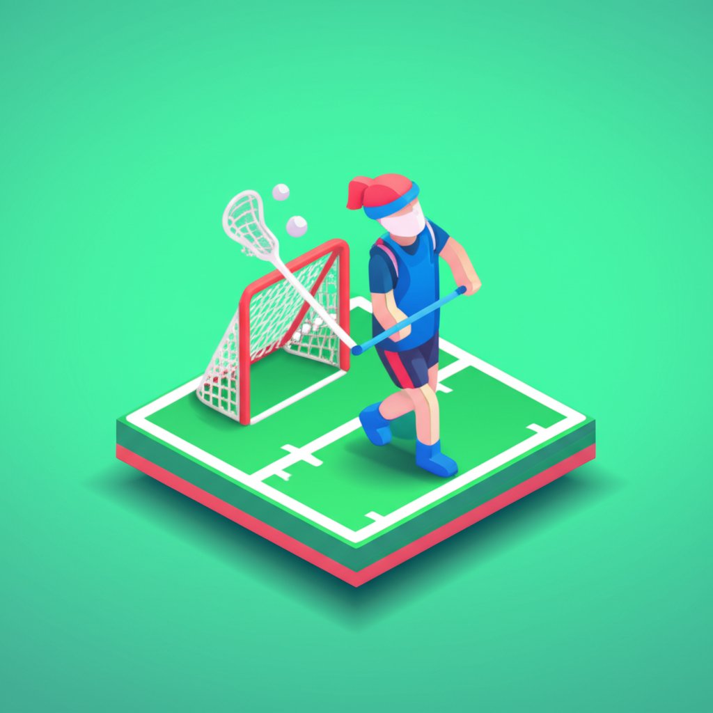 Lacrosse player in action, poised to catch the ball with their stick.