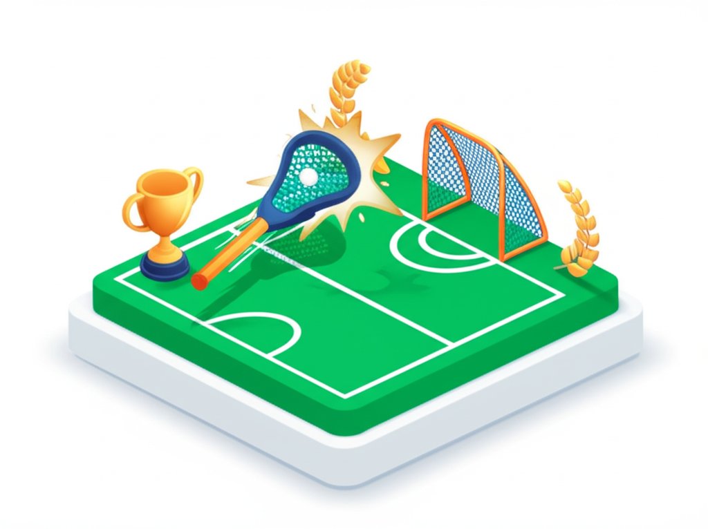 Lacrosse players clashing sticks during a pivotal game moment, intense focus visible.