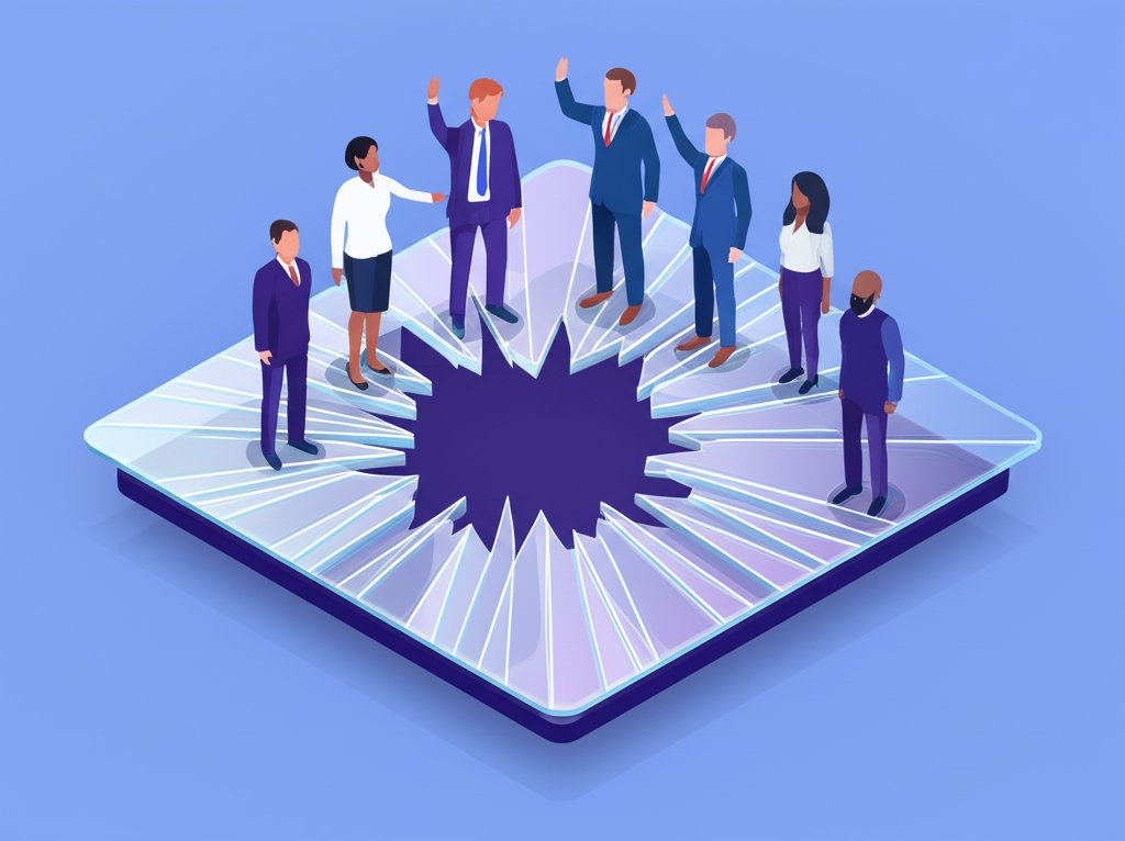 Diverse leaders stand together, symbolizing breaking barriers and paving the way for inclusivity.