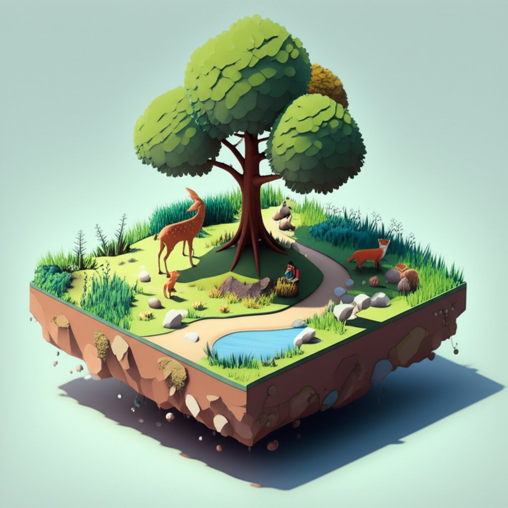 Lush forest scene with diverse plant life, showcasing the beauty and biodiversity of land ecosystems.