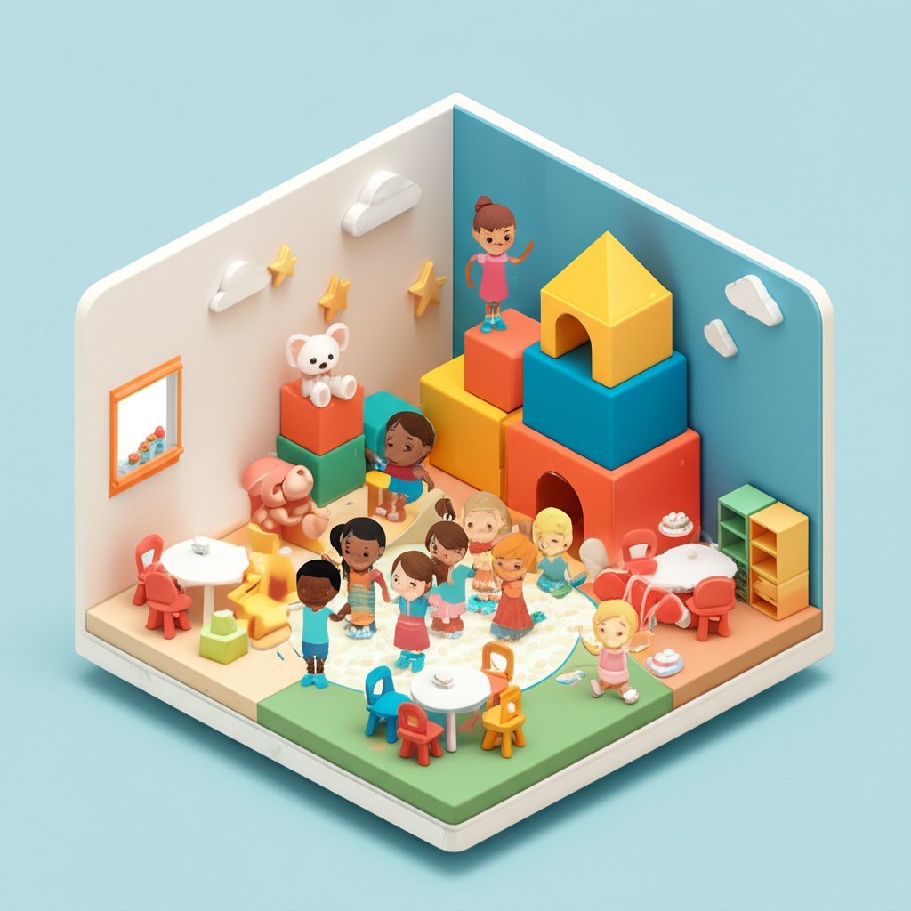 Kids play happily at Little Rascals Daycare, surrounded by colorful toys and caring teachers.