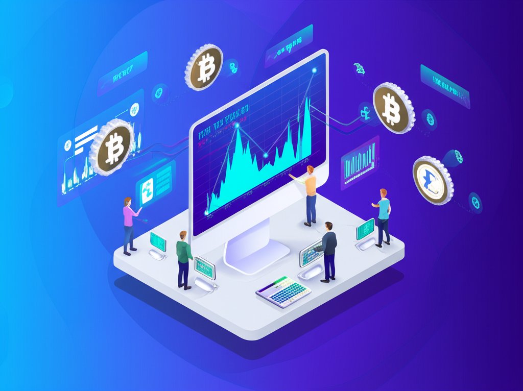 Live crypto quotes displayed on a monitor, showing market fluctuations and data.