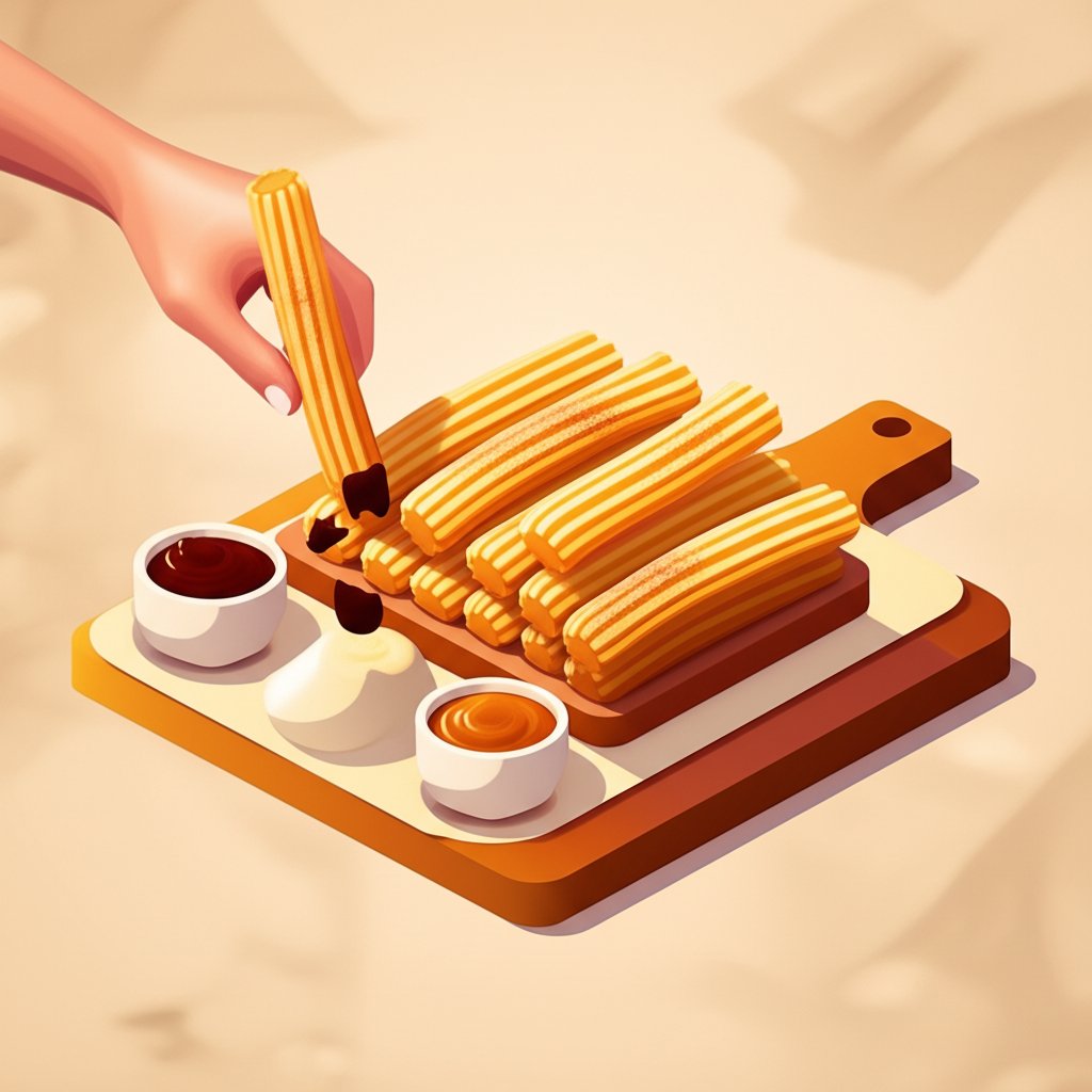 Crispy, golden brown Mexican churros sprinkled with cinnamon sugar, ready to eat.