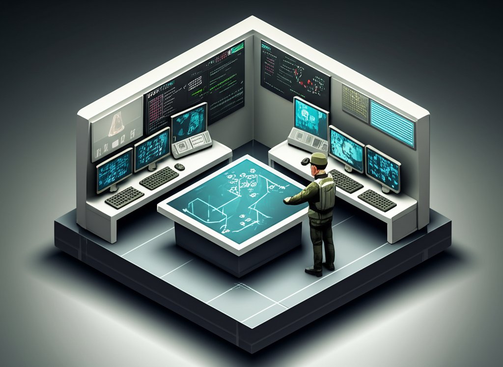 Abstract image symbolizing military philosophy: strategy, leadership, and ethics in defense.
