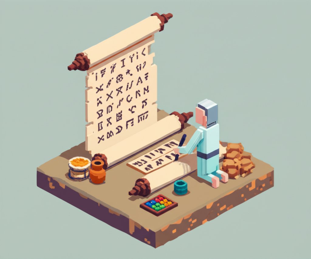 Clay tokens in a case, representing early accounting practices from ancient Mesopotamia.