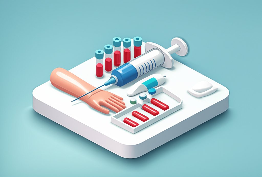A healthcare professional draws blood from a patient's arm during a phlebotomy procedure.