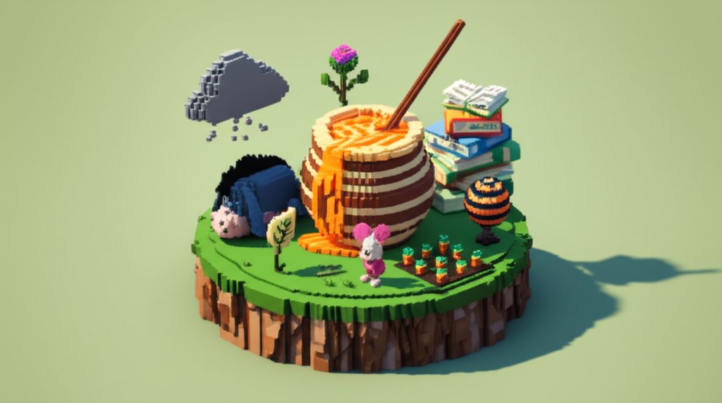 Fictional Winnie-the-Pooh characters represent different mental health disorders in a conceptual illustration.