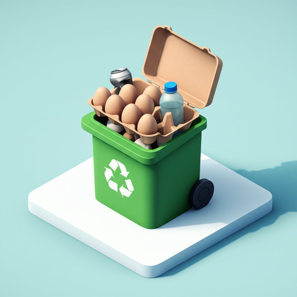 Close-up of recycled egg cartons, showcasing sustainable reuse and eco-friendly practices.