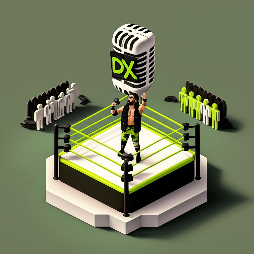Road Dogg, a WWE wrestler, strikes a confident pose in the ring, microphone in hand.
