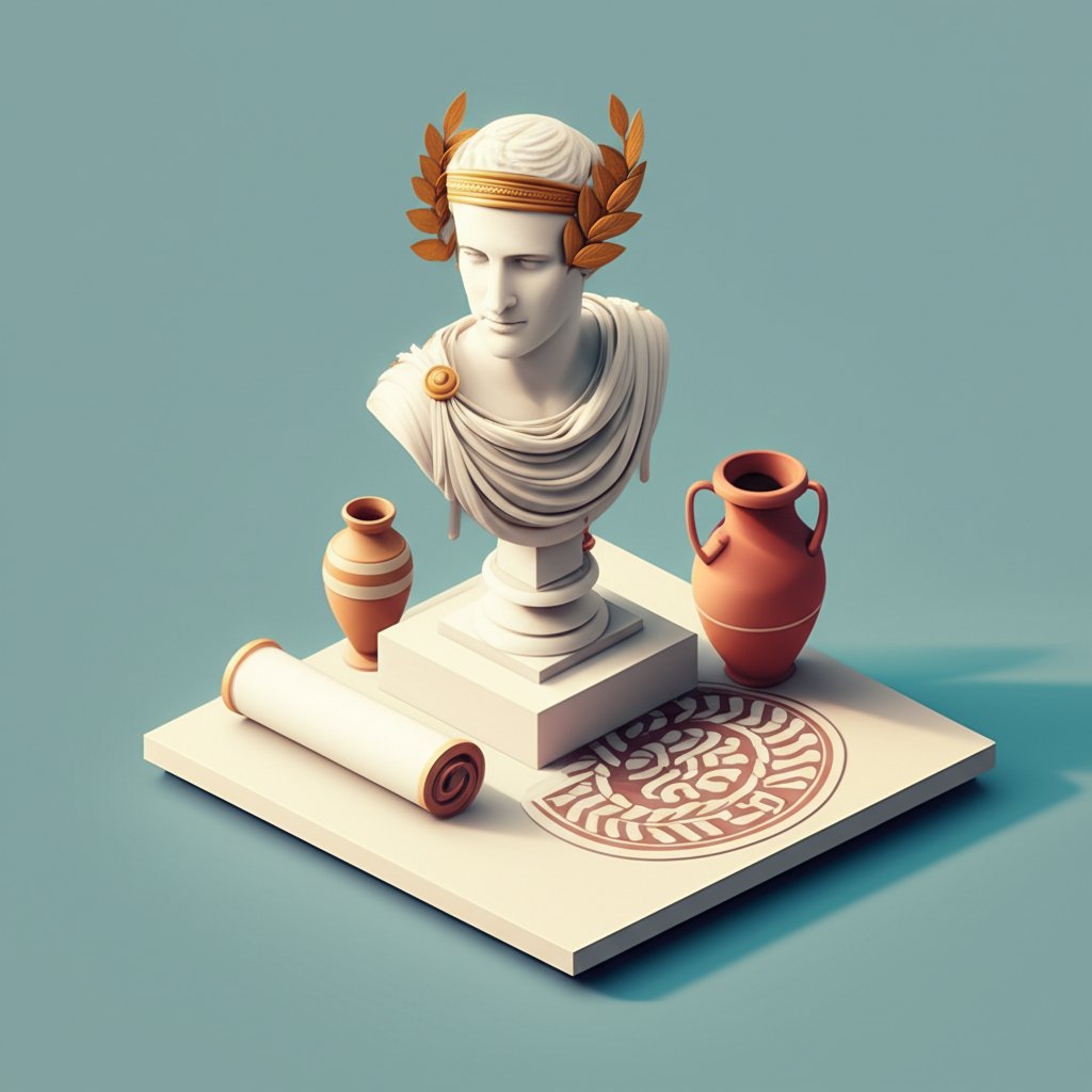 Roman art featuring a marble bust, showcasing classical realism and intricate detail.