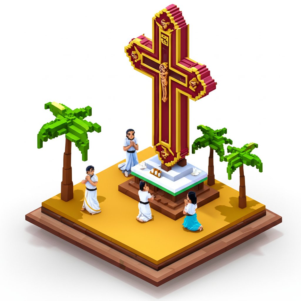 A group of traditionally dressed Saint Thomas Christians gathered, likely for a religious ceremony.
