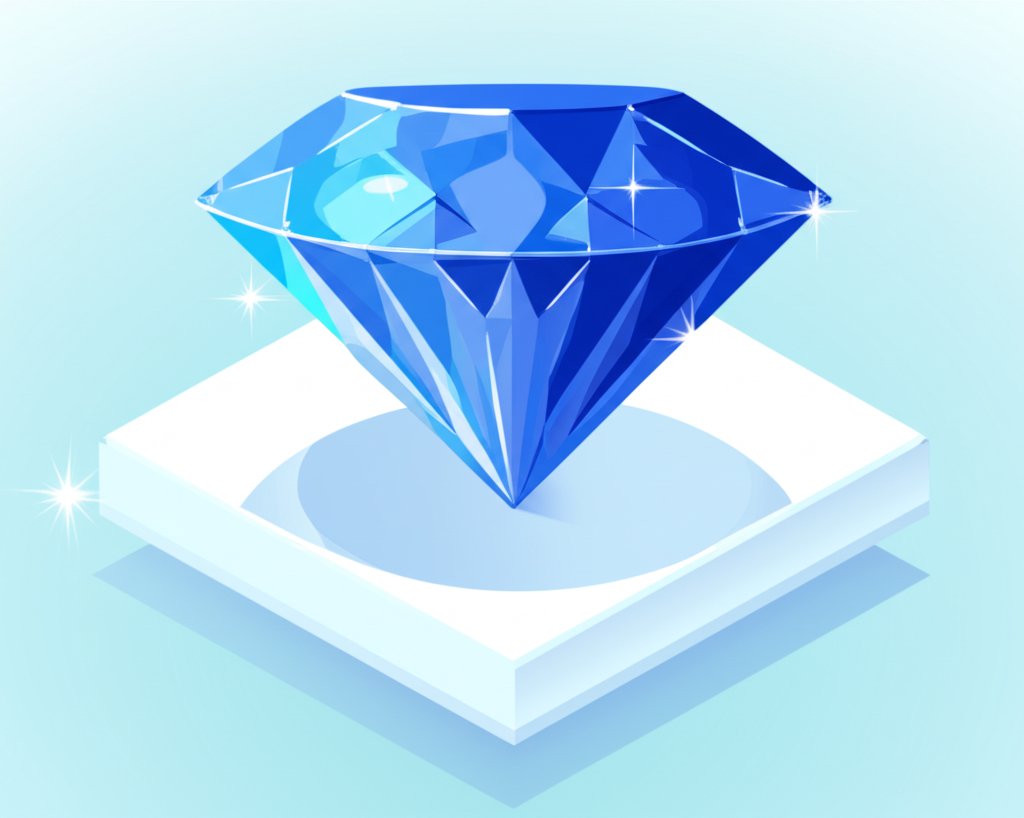 Deep blue sapphire gemstone, faceted and sparkling, isolated on a white background.
