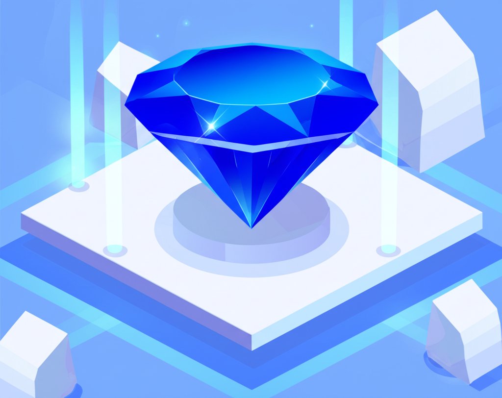 Deep blue sapphire gemstone with faceted cut, sparkling with reflected light.