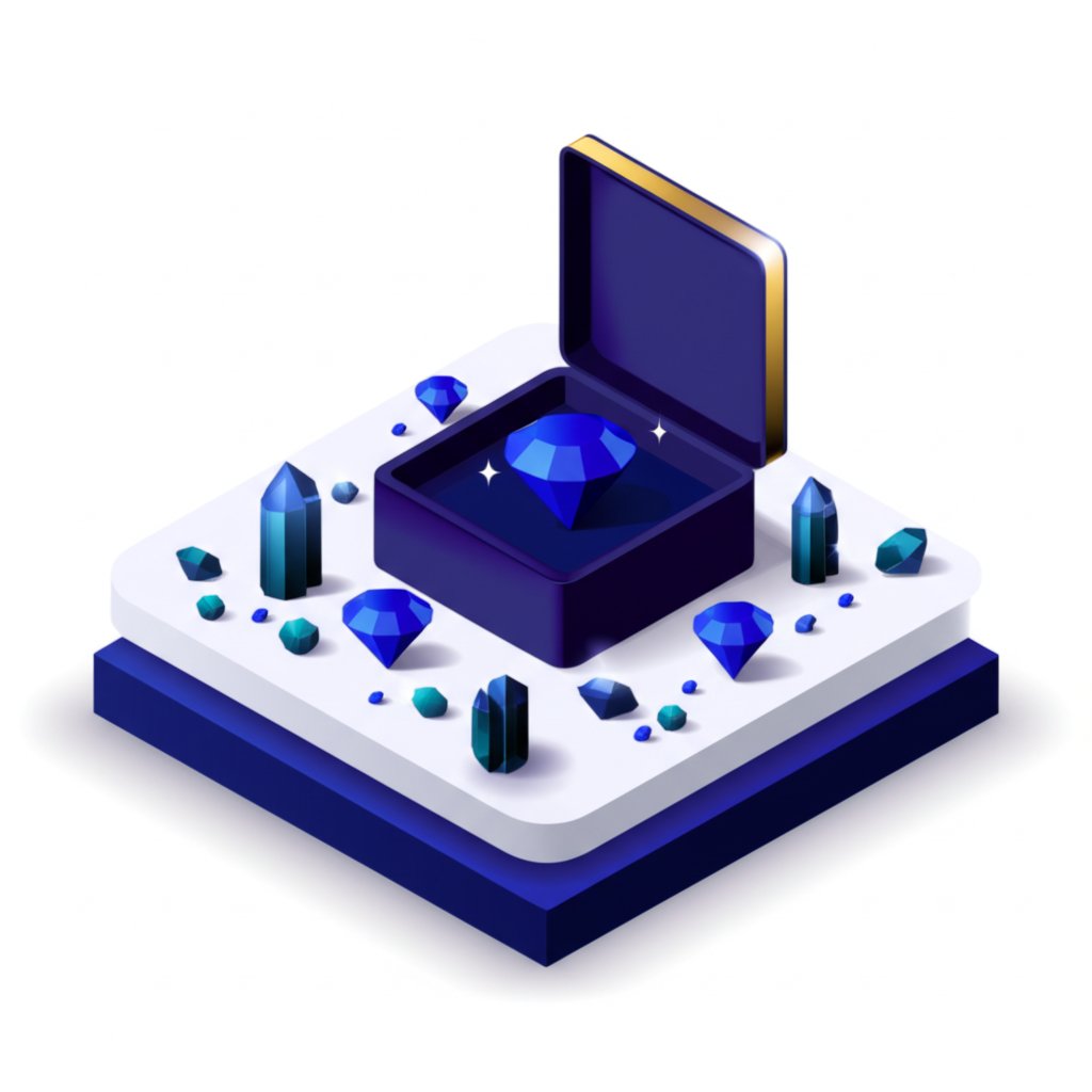 A collection of varied sapphire gemstones, sparkling and reflecting light beautifully.