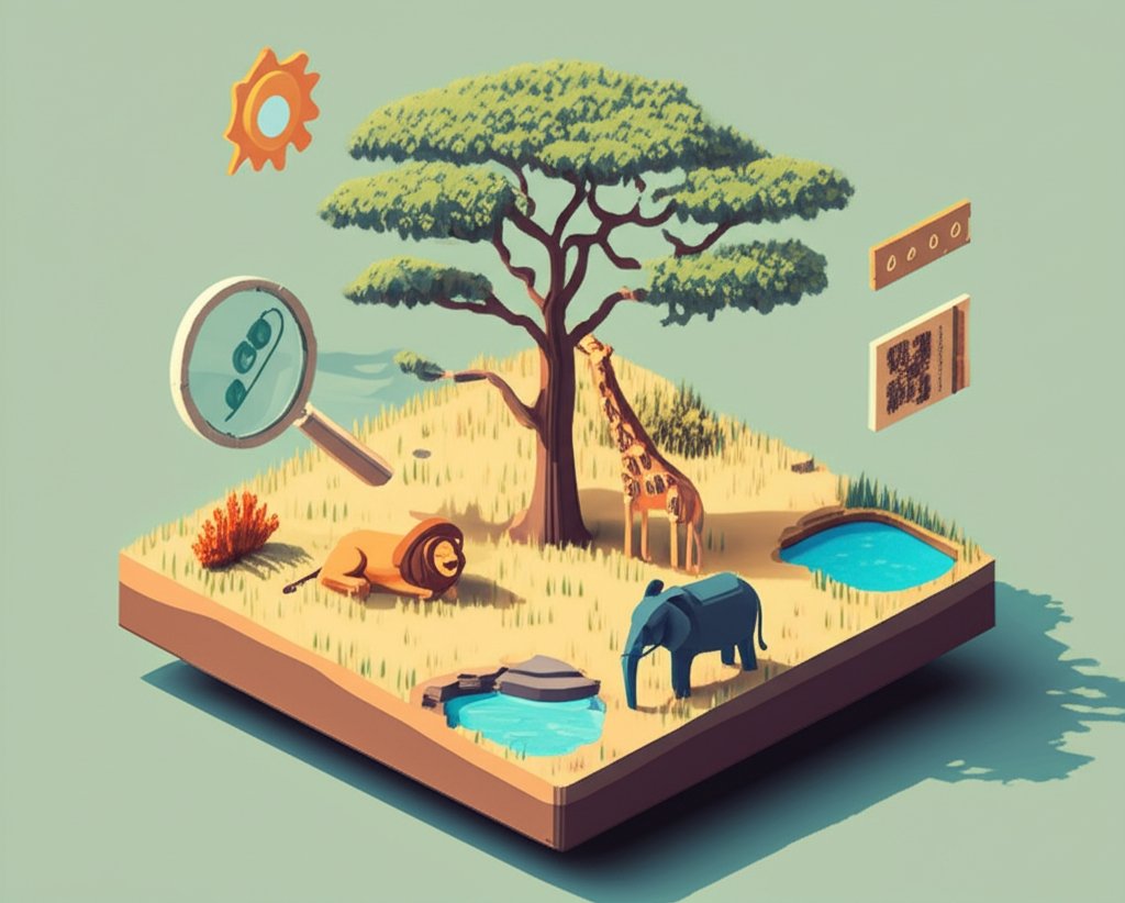 Savanna biome facts: grassy plains with scattered trees, showcasing diverse wildlife like zebras and giraffes.