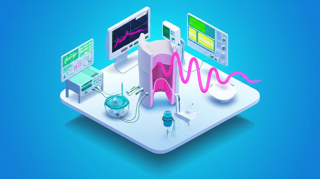 Microphone and sound waves illustrate the scientific study of the human singing voice.