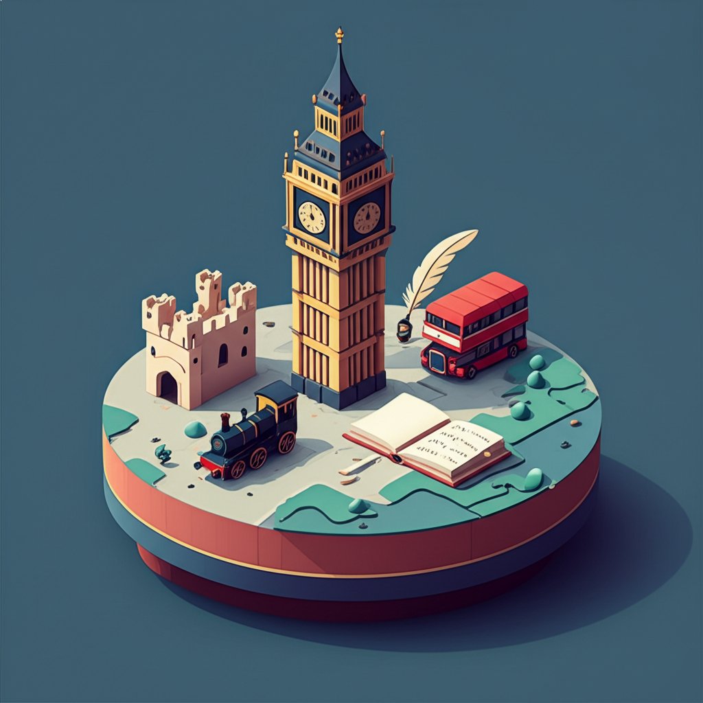 Illustrations depicting key historical events in the history of England, from ancient times to the present.