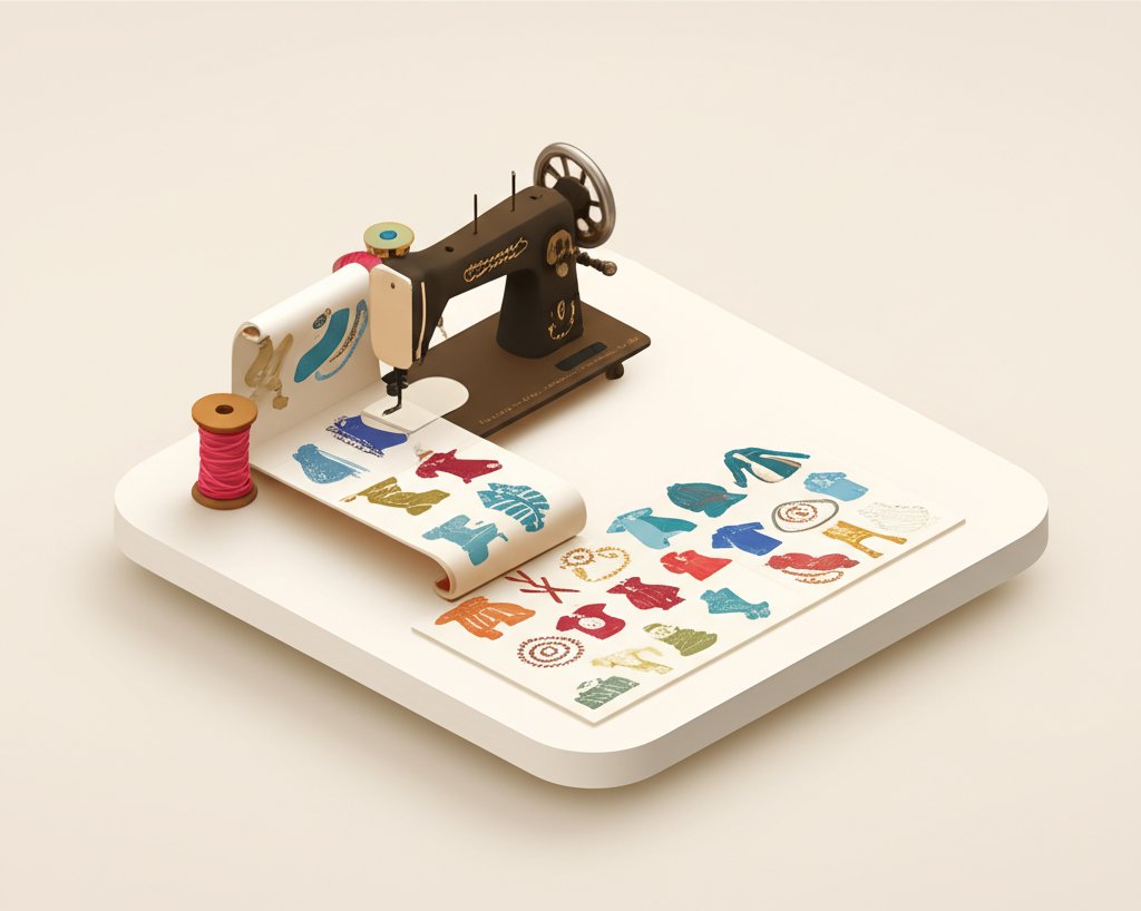 Antique sewing machine with fabric and tools, symbolizing the history of textile arts.