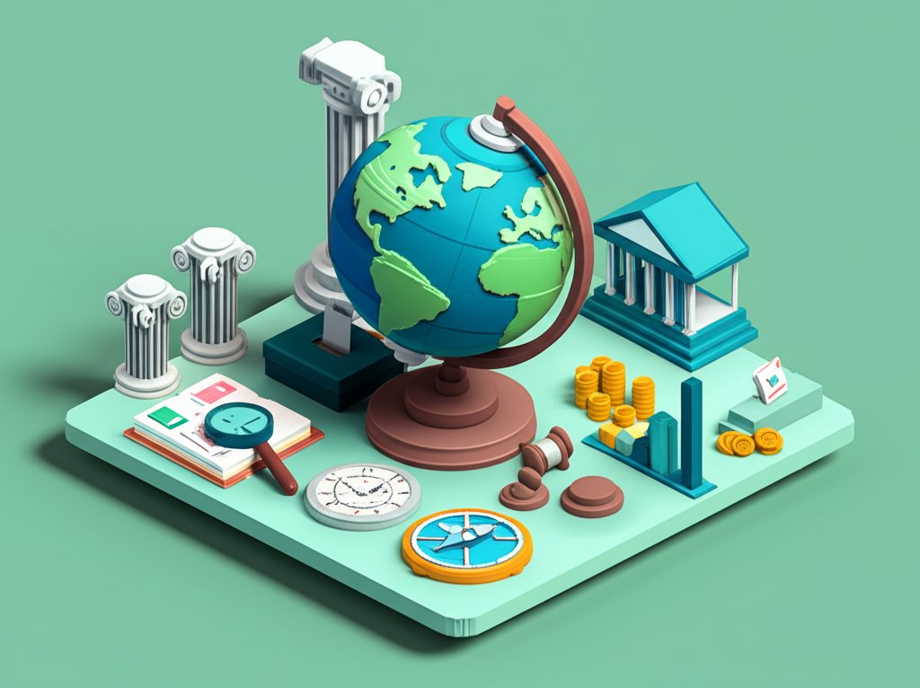 Textbooks and maps suggest a social studies curriculum focused on history and geography.