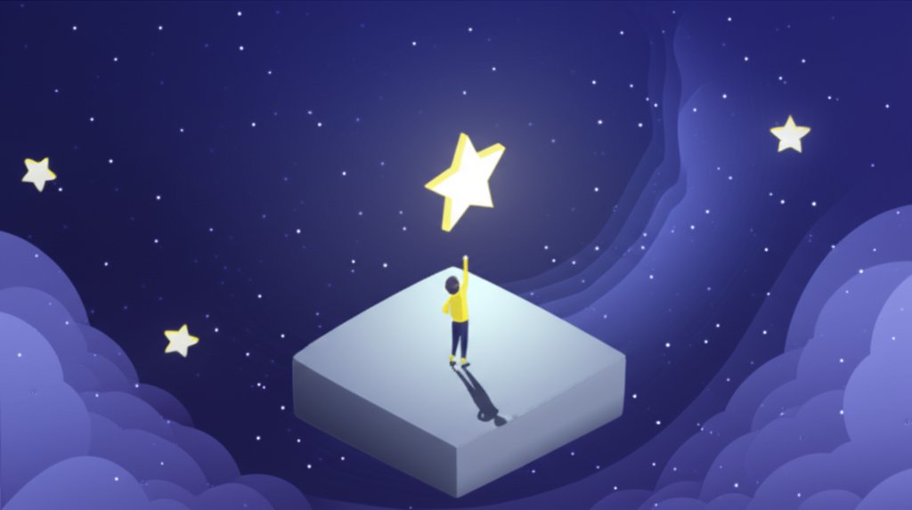 Vibrant stars twinkle against a deep blue night sky, creating a sparkling celestial scene.