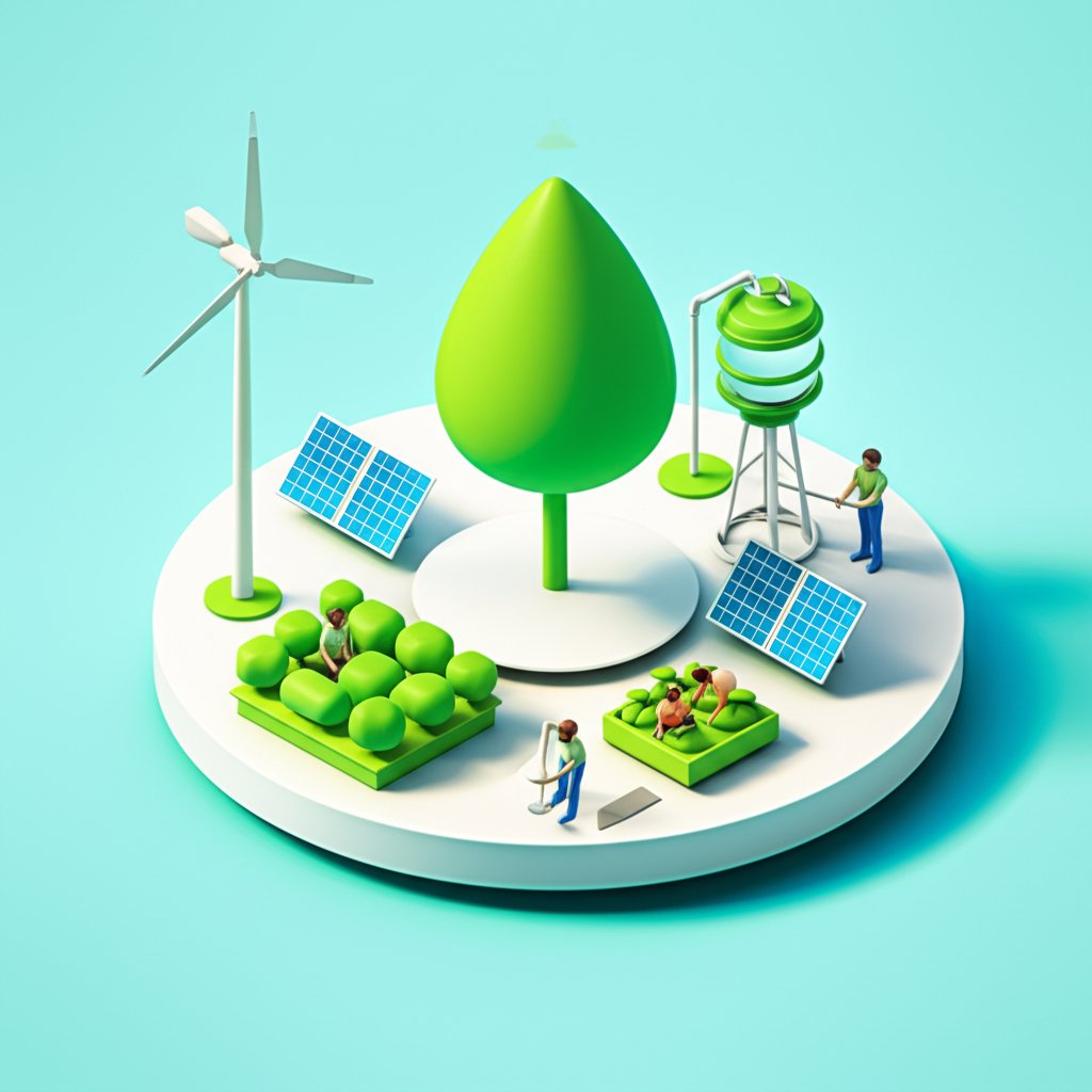 Green sprouts emerge from a recycled tire, symbolizing sustainable growth and reuse.