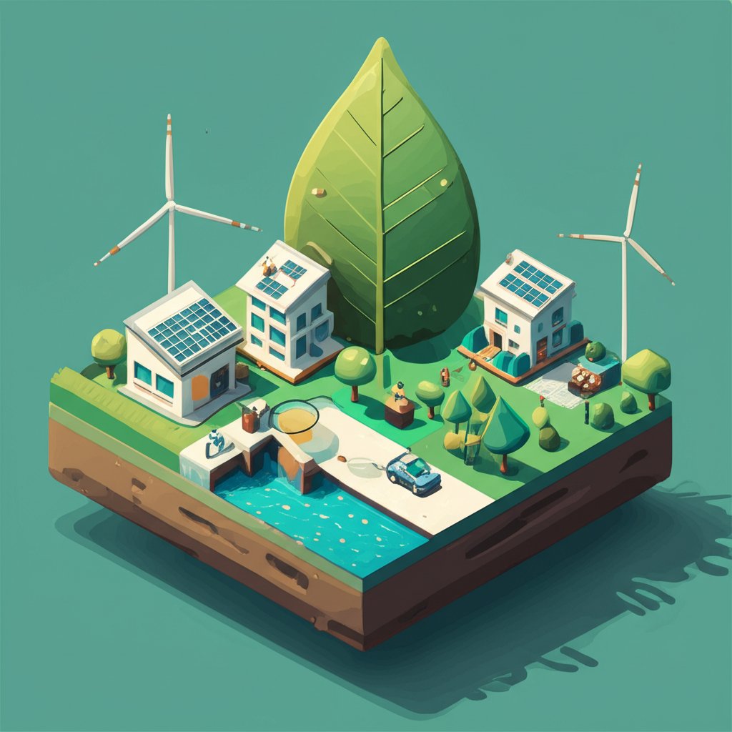 Wind turbines and solar panels harness renewable energy for a sustainable future.