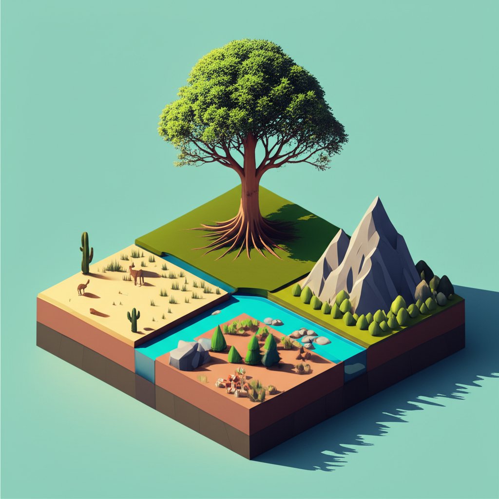 Lush green forest ecosystem shows biodiversity and the interconnectedness of life on Earth.