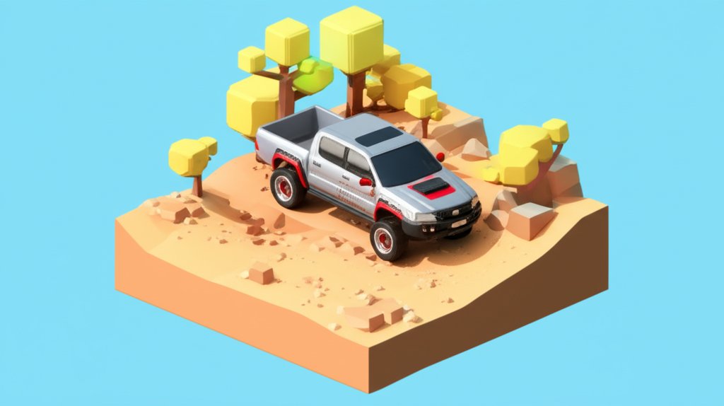 Silver Toyota Hilux pickup truck parked on a sunny street, showcasing its rugged design.