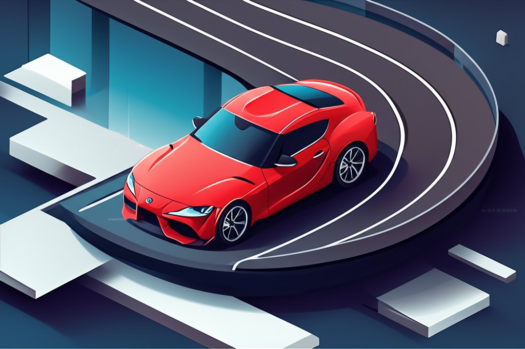 Fifth-generation Toyota Supra (MK5) in bright red, parked on a sunny day.