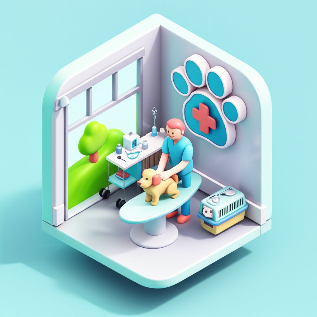 Veterinarian gently examining a fluffy cat on an examination table.