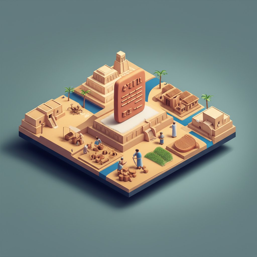 Ancient Mesopotamia: Clay tablets showcasing early credit and debt records.