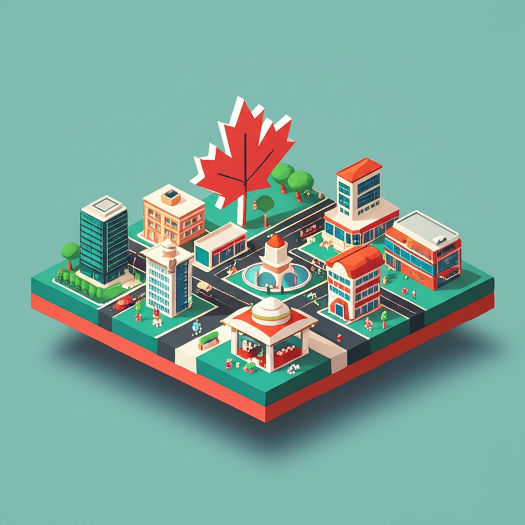 A vibrant cityscape with Indian cultural elements, suggesting a welcoming Canadian city for expats.