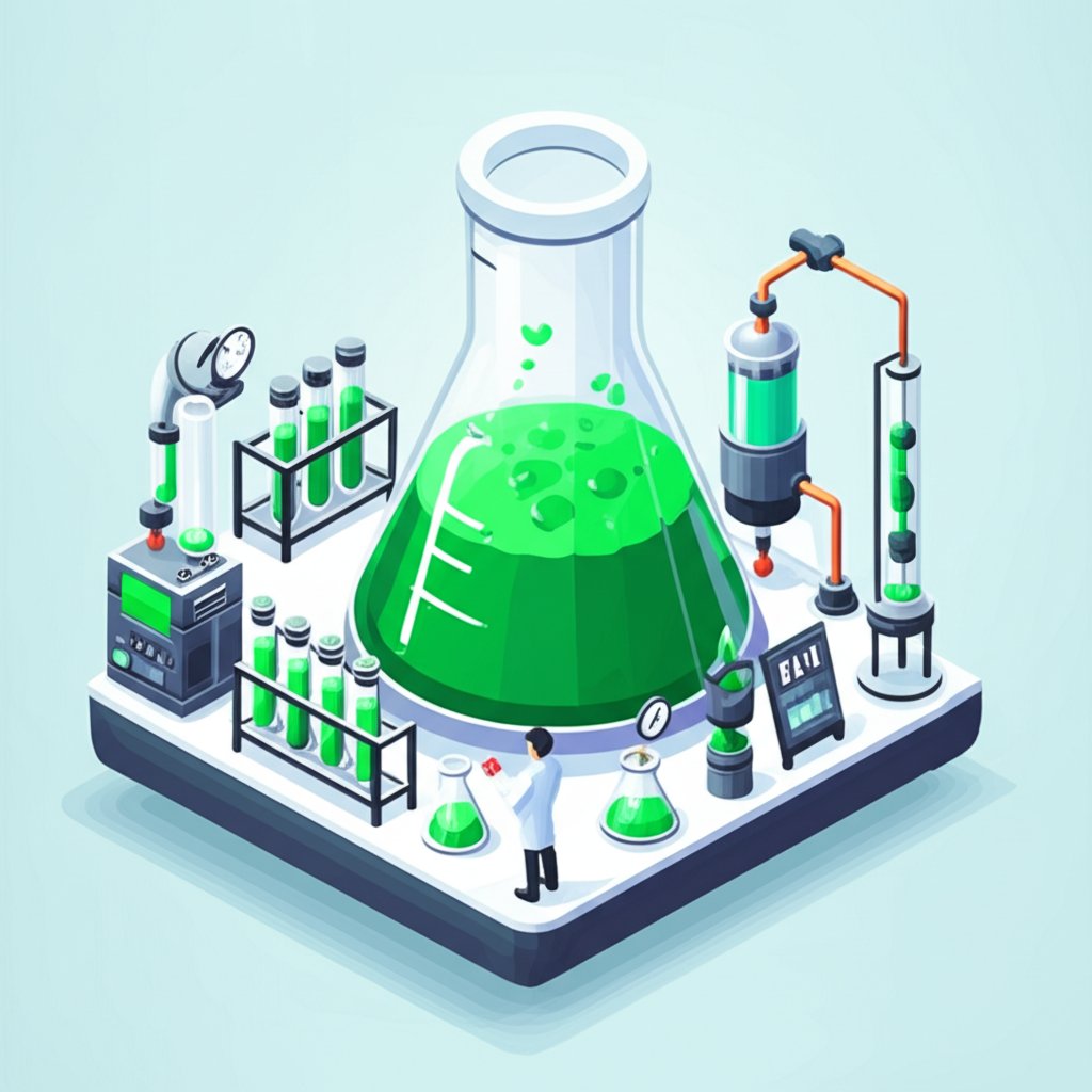 Close-up of lab equipment and chemical formulas, representing chemical engineering.