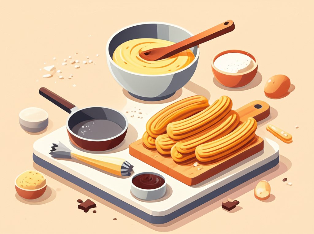 Golden churros dusted with cinnamon sugar, ready to be enjoyed with chocolate sauce.