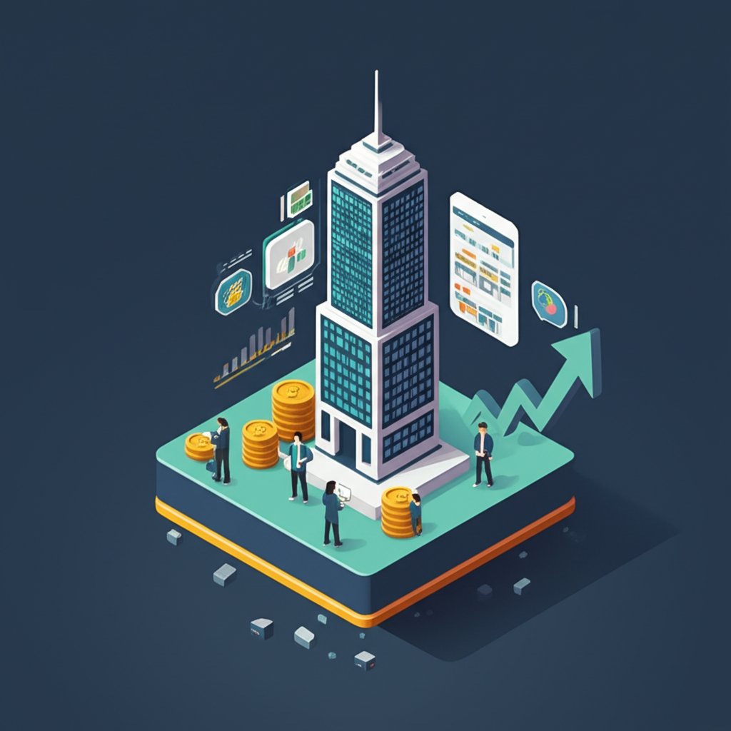 Modern office building exterior, symbolizing commercial real estate investment and financial growth.