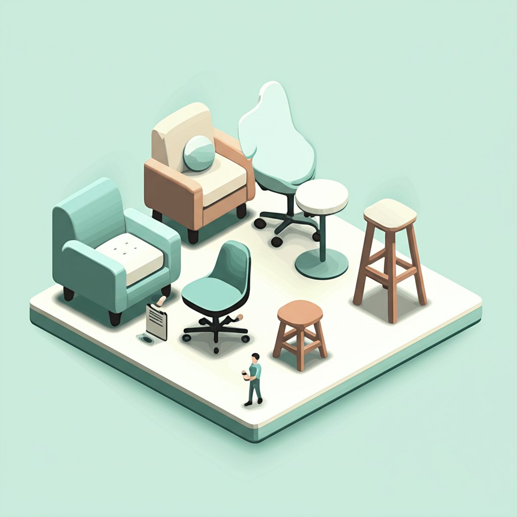 A variety of chairs are showcased, including wooden, upholstered, and modern designs.