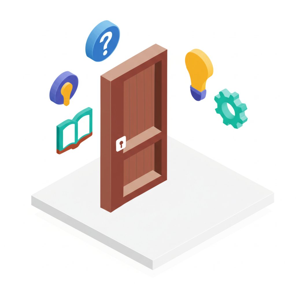A colorful infographic with fun facts about doors, their history, and design.