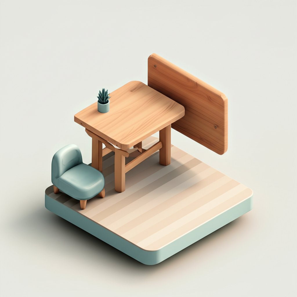 Wooden drop-leaf table with one leaf extended, showcasing its versatility and compact design.